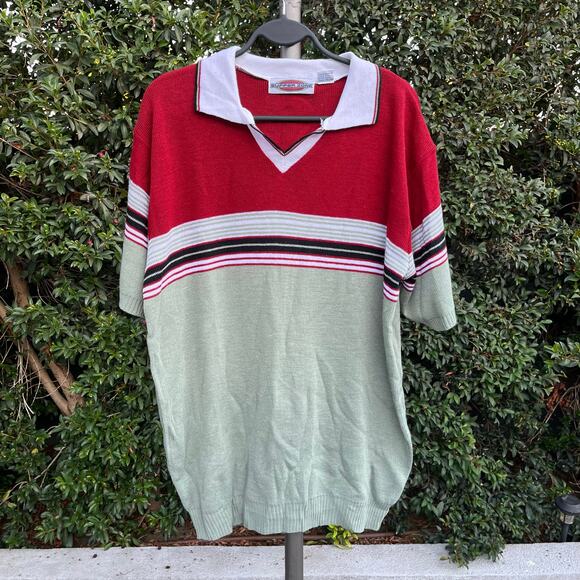 Vintage Buffer Zone Men’s Medium Striped short Sleeve Sweater Shirt - Picture 1 of 6